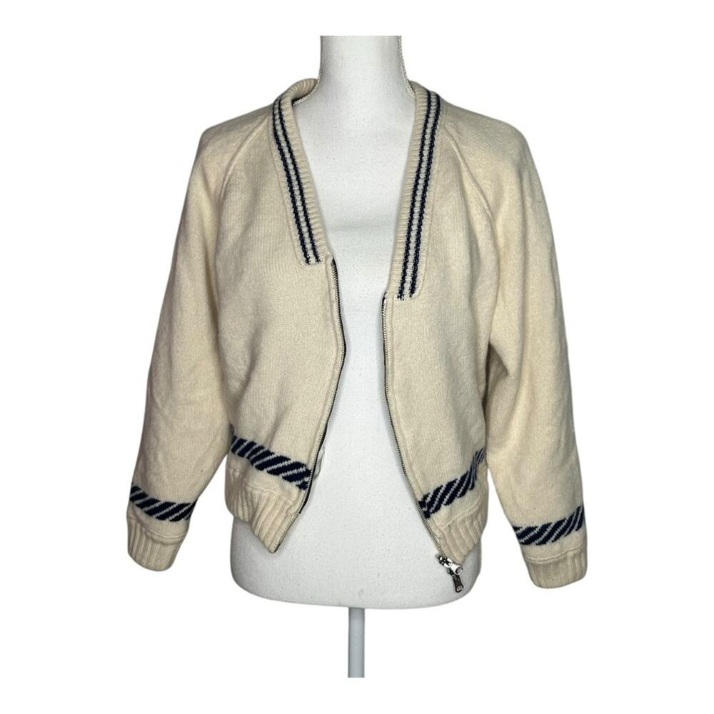 Tomorrowland Reversible Wool Satin Bomber Jacket Palm Tree Size M - Picture 12 of 13